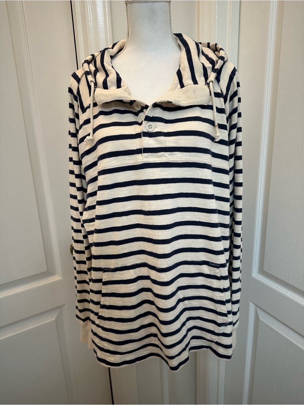 J. Crew Cotton Striped Pullover Hoodie 2XL NWOT plus size